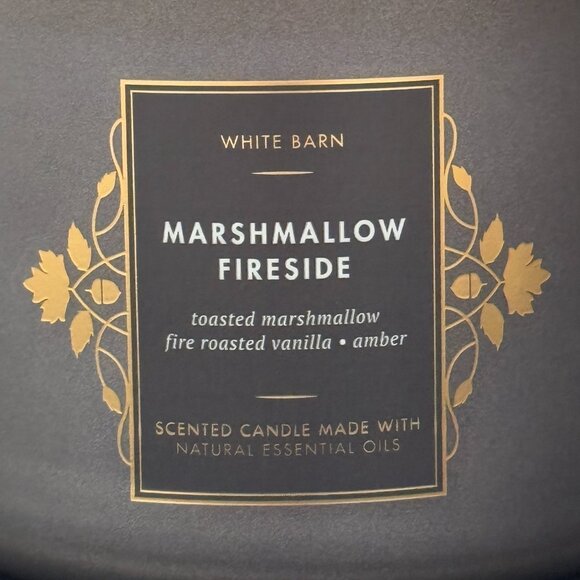 BBW Marshmallow Fireside White Barn Bath & Body Works 3 Wick Candle - Picture 3 of 10